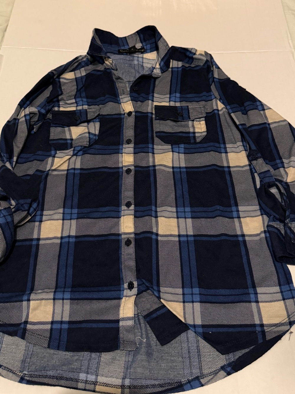 French Laundry women’s Blue Plaid Button-Up Shirt